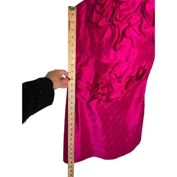 Anthropologie 10 Stretch SILK Sculptural Dress Fit & Flare Strapless Hot Pink - Picture 12 of 12